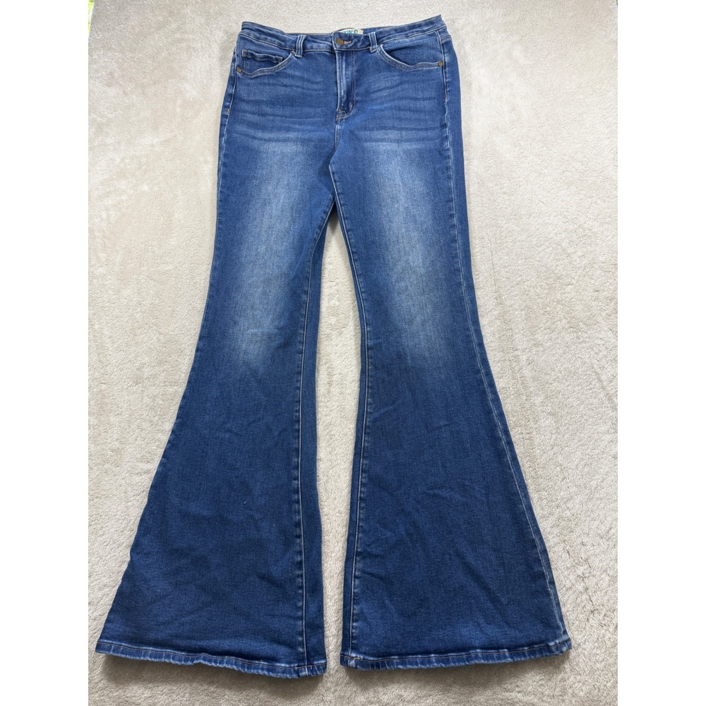 Rockin' C Womens Flare High Rise Stretch Blue Denim Jeans 31 Meas: 31x33